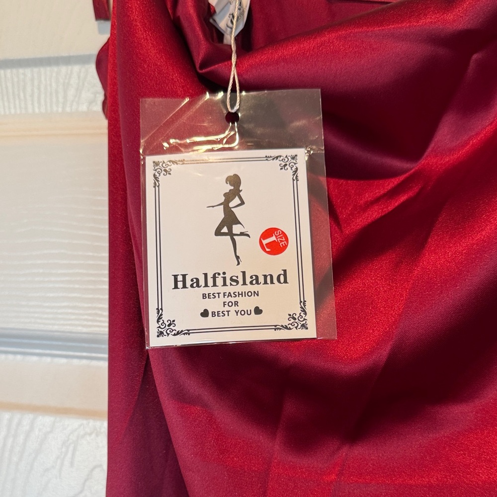 Red Adjustable Ruched Mini Dress - Picture 2 of 3